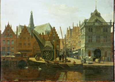 Přístav v Haarlemu od Gerrit Adriaensz Berckheyde