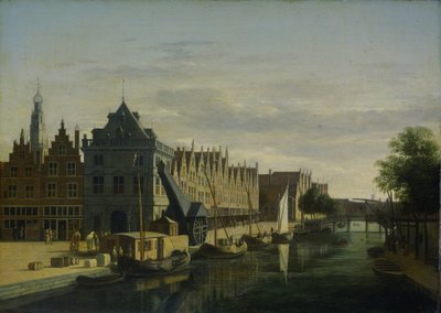 De Waag (vážnice) a Crane na Spaarne, Haarlem od Gerrit Berckheyde