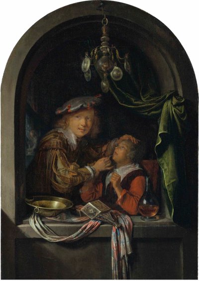 Německy: Der Zahnarzt Holič-chirurg vyšetřující dívku od Gerrit Dou