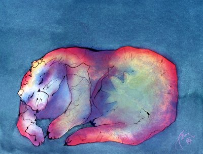 Kočka na zeleném, kolem roku 1987 (akryl na papíře) od Gerrit Greve