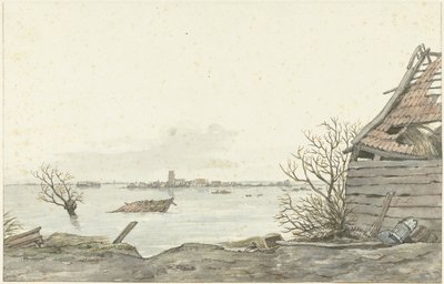 Pohled na zatopený Ransdorp, únor 1825 od Gerrit Lamberts