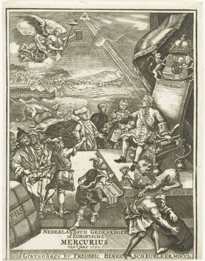 Titulní strana pro evropský Merkur z roku 1750 od Gerrit Sibersma (possibly)