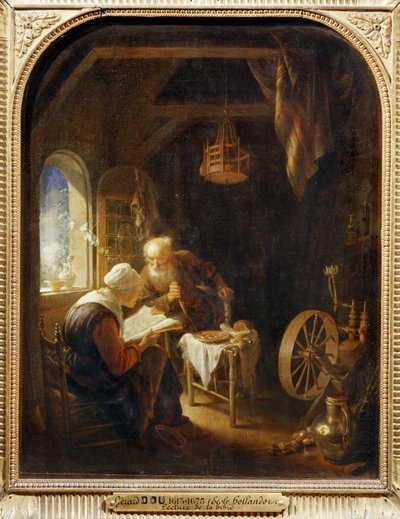 Čtení Bible aneb Anna a Tobiáš... od Gerrit or Gerard Dou