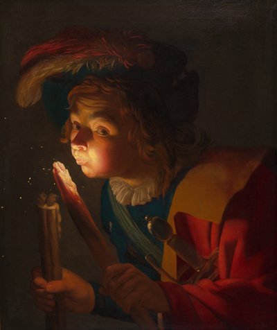 Chlapec fouká na Firebrand od Gerrit van Honthorst