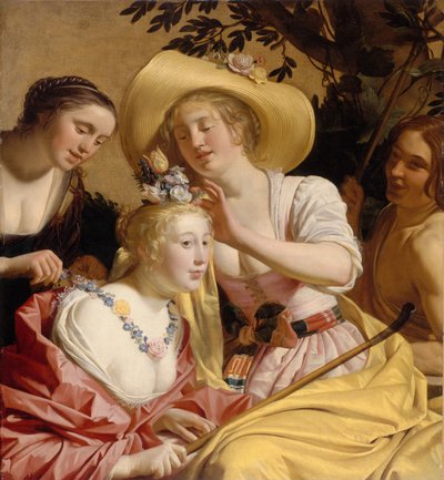 Pastýřka zdobená květinami od Gerrit van Honthorst