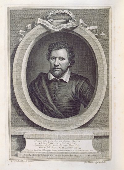 Ben Jonson (1573-1637), ryl George Vertue (1684-1756), 1730 od Gerrit van Honthorst