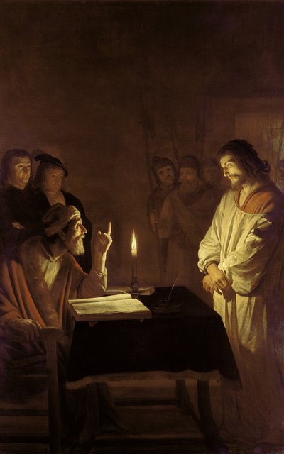 Kristus před veleknězem, 1617 od Gerrit van Honthorst