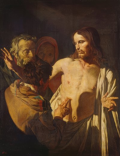 Nevěřícný Thomas. Kolem roku 1620 od Gerrit van Honthorst