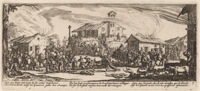 Drancování a vypalování vesnice od Gerrit van Schagen after Jacques Callot