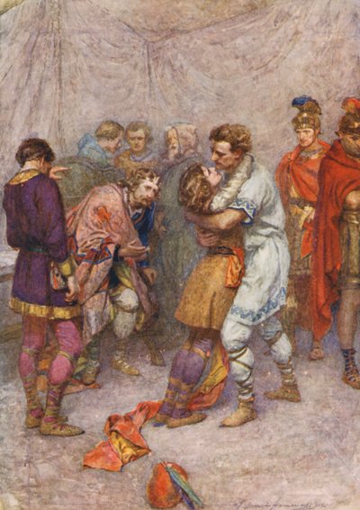 Shakespeare, Cymbeline (barevná litografie) od Gertrude E. Demain (after) Hammond