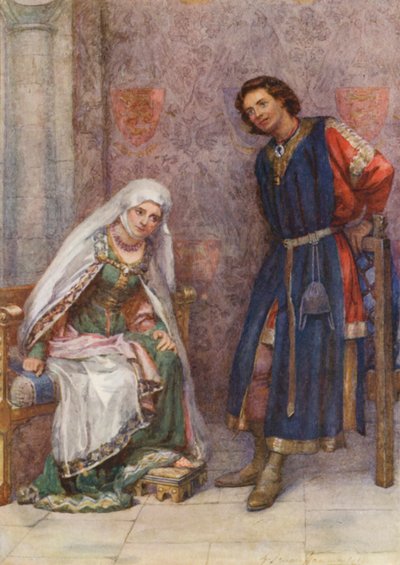 Shakespeare, Král Jan (barevná litografie) od Gertrude E. Demain (after) Hammond