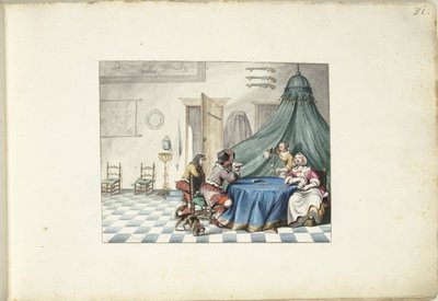 Hráči karet v interiéru od Gesina ter Borch (signed by artist)
