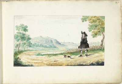 Běžící pán na venkovské cestě od Gesina ter Borch (signed by artist)