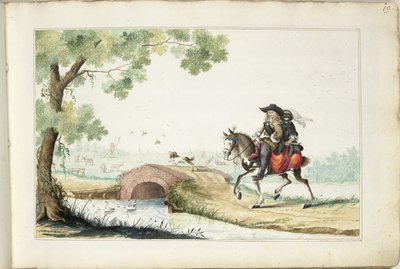 Muž a maskovaná žena na koni od Gesina ter Borch (signed by artist)