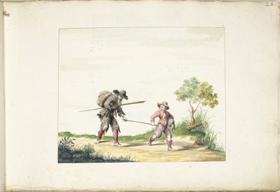 Starý slepý žebrák vedený chlapcem od Gesina ter Borch (signed by artist)