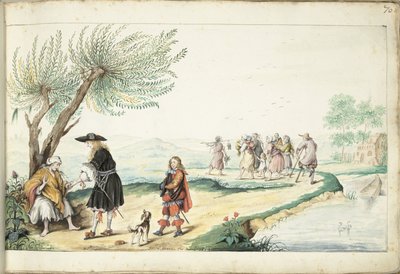 Romka čte z ruky gentlemana (Mojžíše?) od Gesina ter Borch (signed by artist)