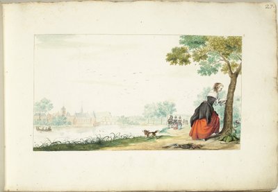 Žena lept jména na stromě od Gesina ter Borch (signed by artist)