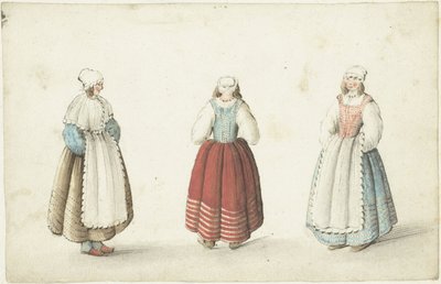 Tři stojící ženy od Gesina ter Borch