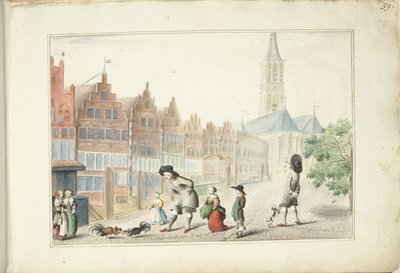 Kohoutí zápasy v Sassenstraat ve Zwolle od Gesina ter Borch