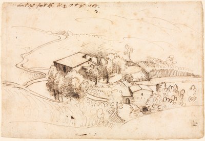 Farma se stromy v kopcovité krajině, 1567. od Gherado Cibo