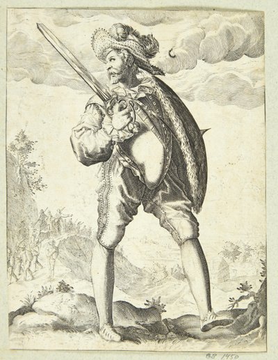 Voják ozbrojený mečem a štítem od Gheyn, Jacques II de