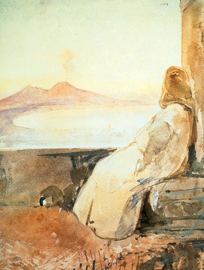 Mnich v San Martinu, Giacinto Gigante, akvarel od Giacinto Gigante