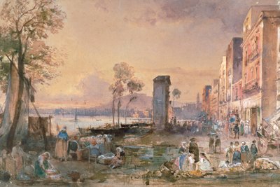 Pohled na Neapol z Marinella, Giacinto Gigante (1806-1876), tužka, akvarel a ceruse (bílá tuha) na papíře, Itálie od Giacinto Gigante