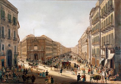 Pohled na ulici Toledo a Neapol (Pohled na ulici Toledo v Neapoli) Obraz Giacinto Gigante (1806-1876) Národní muzeum v Neapoli San Martino od Giacinto Gigante
