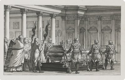 Císař Pavel I. ležící ve státě s čestnou stráží od Giacomo Antonio Domenico Quarenghi