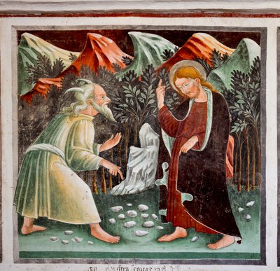 Pokušení Ježíše, detail ze života Ježíše od Giacomo Borlone de Buschis