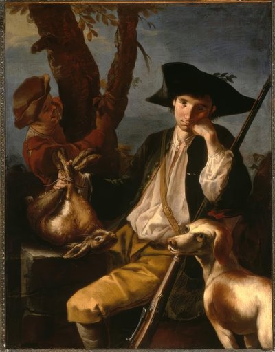 G.F.Cipper s názvem Il Todeschini, odpočívající lovec / malba od Giacomo Francesco Cipper