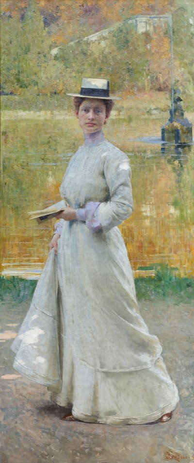 Portrét v plenéru, asi 1902 (olej na plátně) od Giacomo Grosso