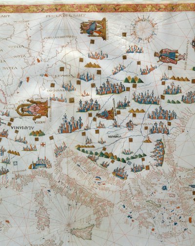 Námořní mapa, detail západní Evropy, 1564 od Giacomo Maggiolo