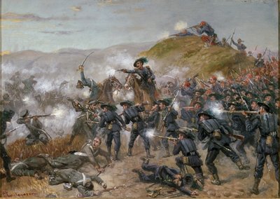 Bitva u Černaje, poslední čtvrtina 19. století (olej na kartonu) od Giacomo Mantegazza