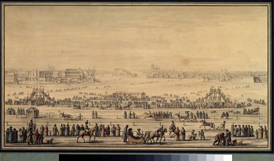 Otřesy při útěku na Něvě v Petrohradě, kolem roku 1800 (akvarel na papíře) od Giacomo Quarenghi