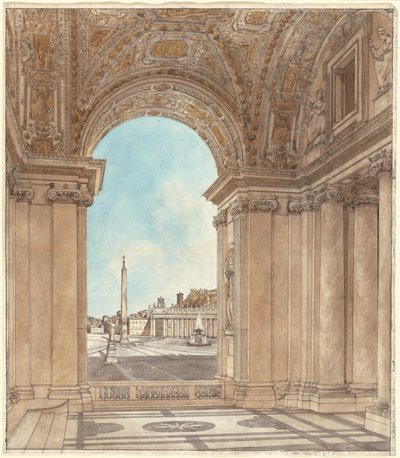 Piazza svatého Petra při pohledu přes oblouk baziliky od Giacomo Quarenghi