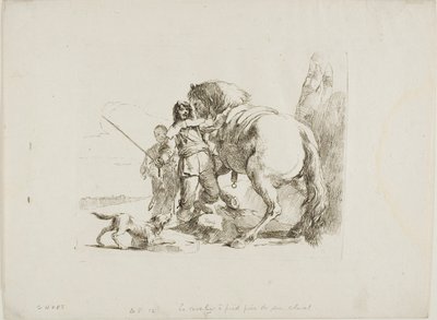 Jezdec stojící u svého koně, od Capricci od Giambattista Tiepolo