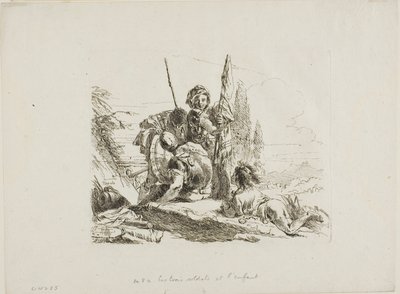 Tři vojáci a chlapec, od Capricci od Giambattista Tiepolo