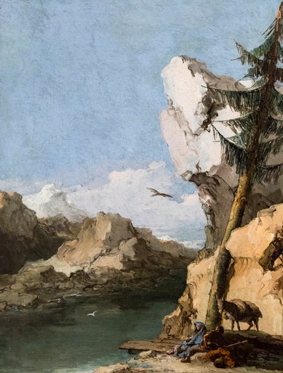 Odpočinek během útěku do Egypta, asi 1762/70 (olej na plátně) od Giambattista & Tiepolo Giandomenico (1727-1804) Tiepolo