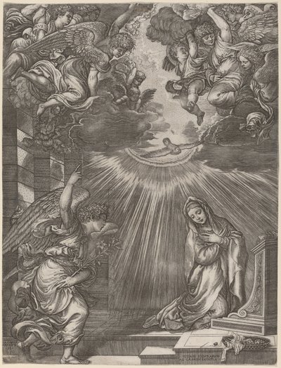 Zvěstování od Gian Jacopo Caraglio after Titian