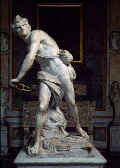 David hází kamenem praku Barokní socha od Gian Lorenzo Bernini dit Le Bernin (1598-1680) od Gian Lorenzo Bernini