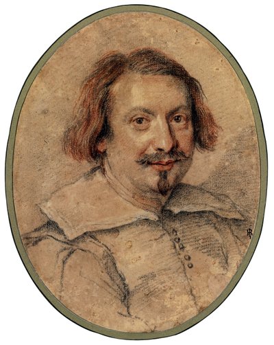 Portrét Ottaviano Castelli par Bernini, Gianlorenzo (1598-1680), - Černá křída a sangvinik na papíře, 24,5x19 - Soukromá sbírka od Gian Lorenzo Bernini