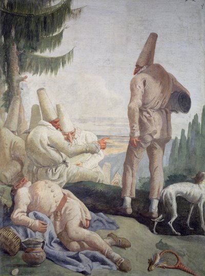 Pulcinella na dovolené od Giovanni Domenico Tiepolo