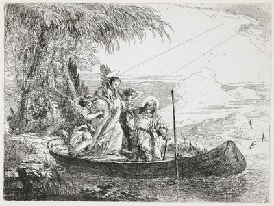 : Svatá rodina nastupuje na loď z útěku do Egypta, 1750-1753 od Giovanni Domenico Tiepolo
