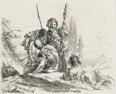 Tři vojáci a chlapec, 1749 od Giovanni Domenico Tiepolo