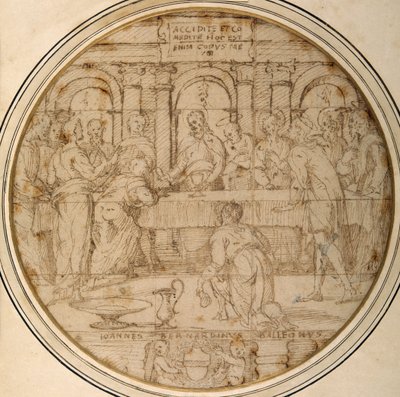 Eucharistie (pero a hnědá tuš na papíře) od Giannicola di Paolo
