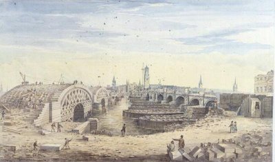 Výstavba nového London Bridge podél starého London Bridge od Gideon Yates
