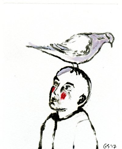 Návrat domů II, 2017, (olej na papíře) od Gigi Sudbury