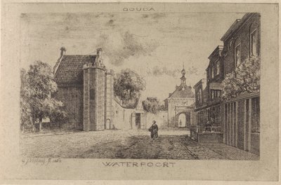 Pohled na Waterpoort v Goudě od Gijsbertus Johannes Verspuy