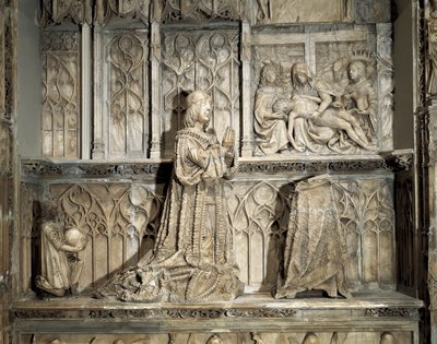 Gotické umění: Sepulture of Juan de Padilla (1490-1521). Hidalgo a revoluční kastilský, známý svou účastí ve válce kastilských společenství. Mramorová socha Gila ze SILOE (1486-1501), cca 1500. Burgos, Burgos Museum od Gil de Siloe